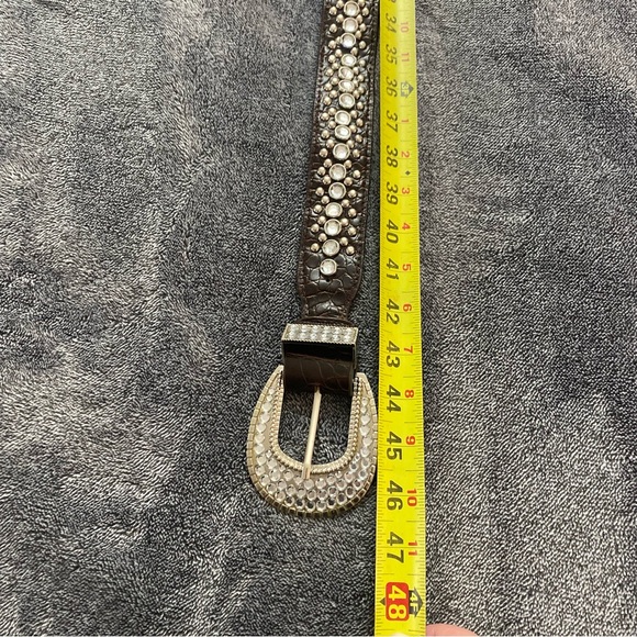Y2K Western Bling Brown Rhinestone Studded Belt - Picture 7 of 7